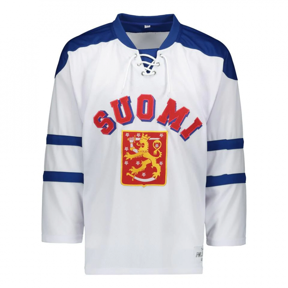 Suomi Hockey Nation valkoinen fanipaita retro logo