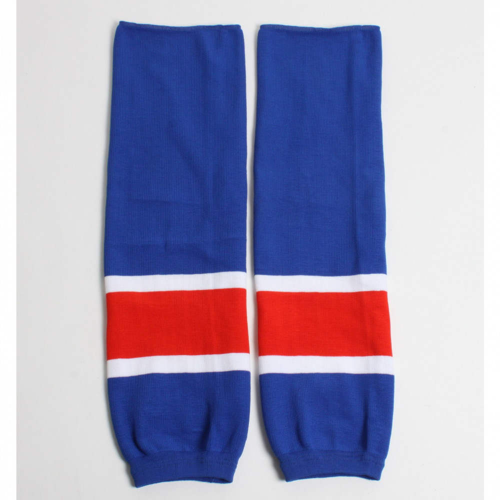 Edge knit hockey socks, blue red white Junior
