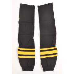 Knitted hockey sock black-yellow (pair)